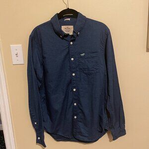 Hollister Men's Small Epic Flex Stretch Navy Button Down Shirt